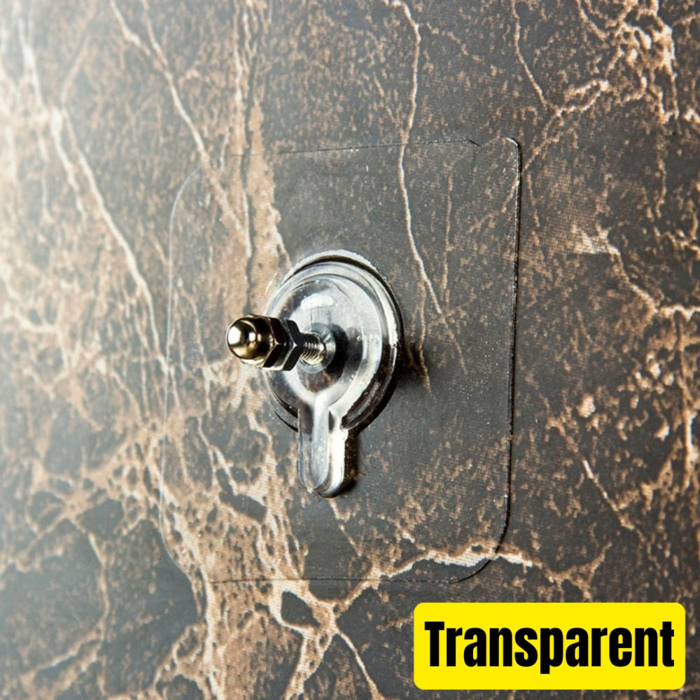 Set 10 suruburi cu banda adeziva transparenta 5.5x5.5 cm fara gauri in pereti rezistente la umezeala [5]