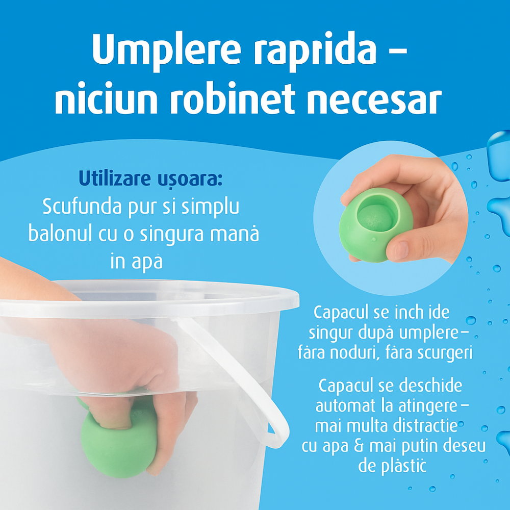 Set 12 baloane cu apa reutilizabile, inchidere automata, din silicon ecologic, distractie nelimitata pentru copii in aer liber [3]