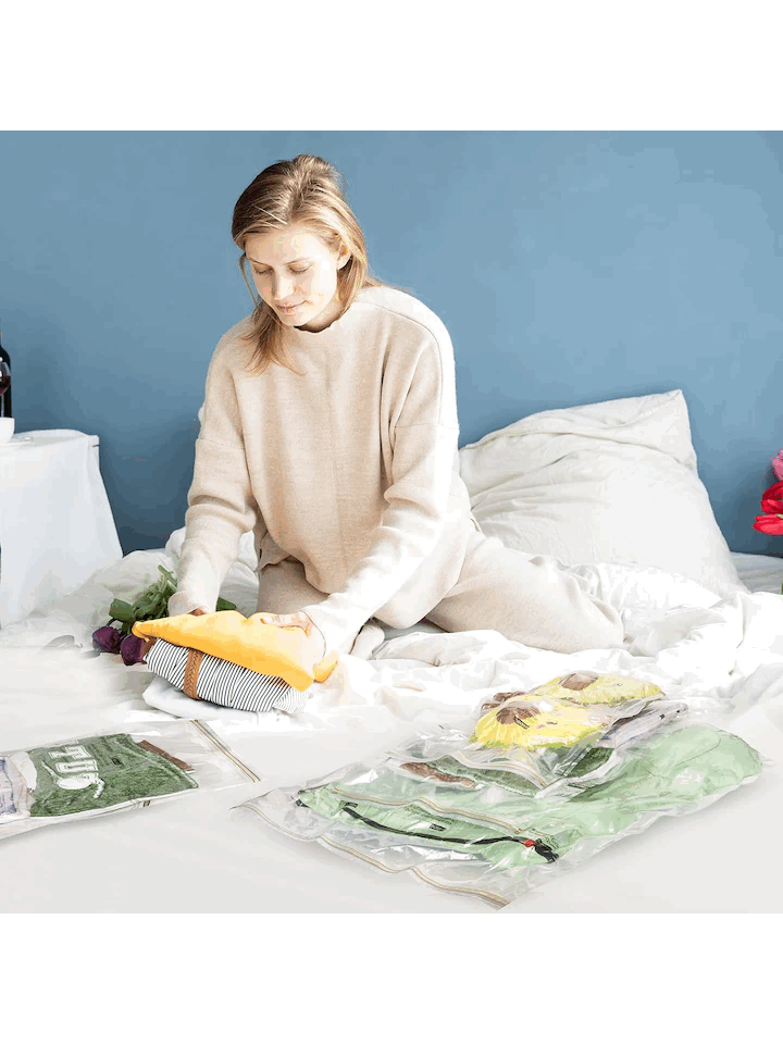 Set 12 Saci de Vidat pentru Haine – 3 Jumbo (80 x 100 cm), 3 Mari (60 x 80 cm), 3 Medii (50 x 70 cm), 3 Mici (40 x 60 cm), pentru Depozitare Etansa cu Supape de Aer [2]