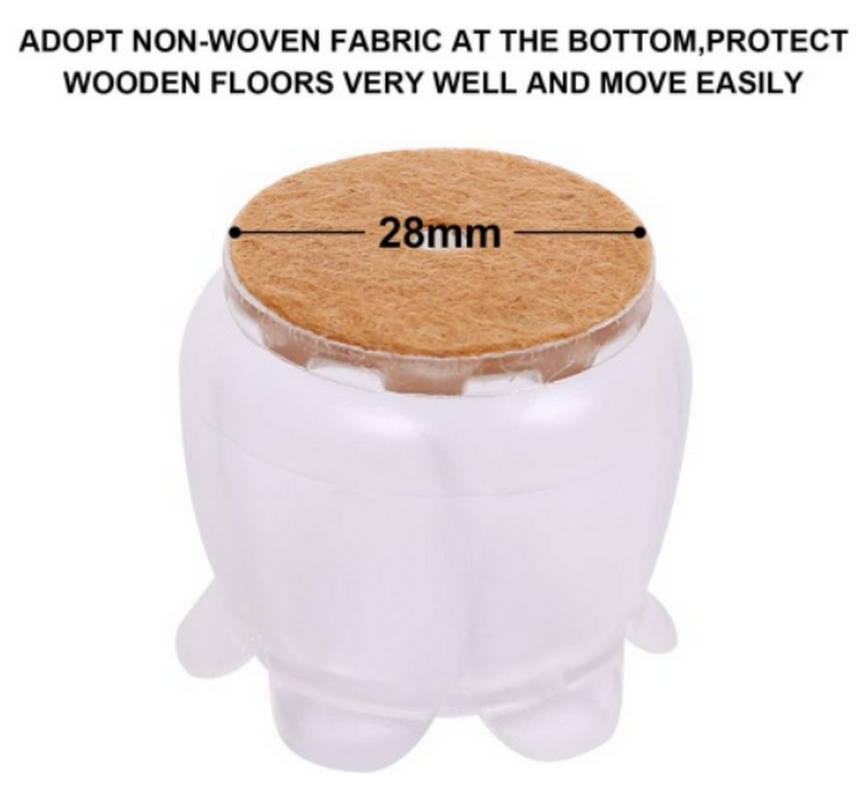 Set 16 Protecții Picioare Mobilier Ezprotekt, Silicon și Fetru, 3 × 3,4 cm, Transparent și Maro – Pentru Podele Protejate și Mișcare Silențioasă [3]