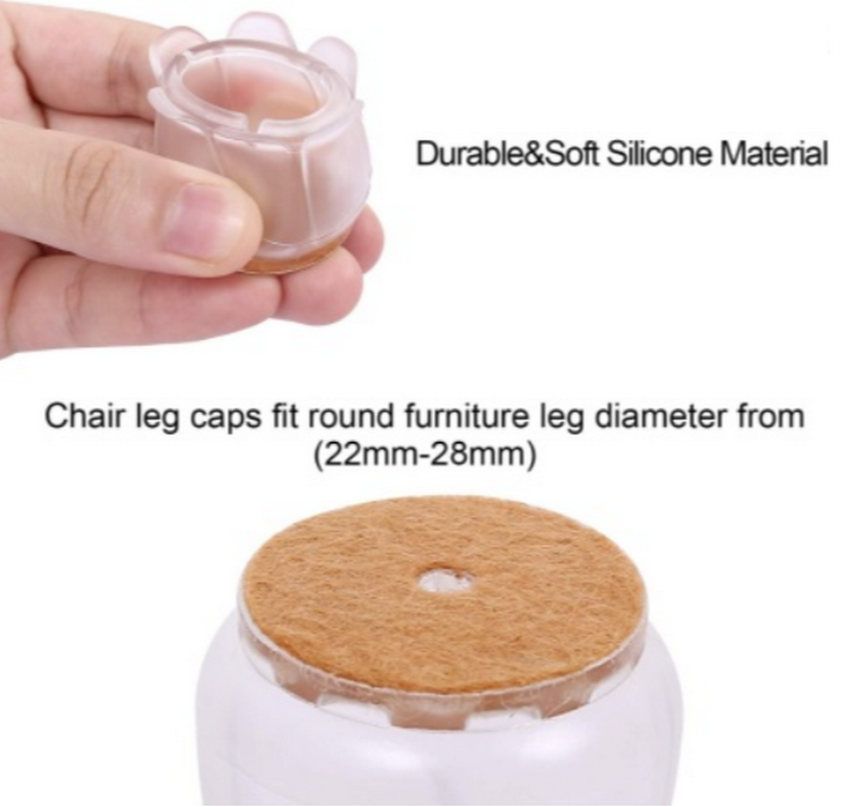 Set 16 Protecții Picioare Mobilier Ezprotekt, Silicon și Fetru, 3 × 3,4 cm, Transparent și Maro – Pentru Podele Protejate și Mișcare Silențioasă [2]