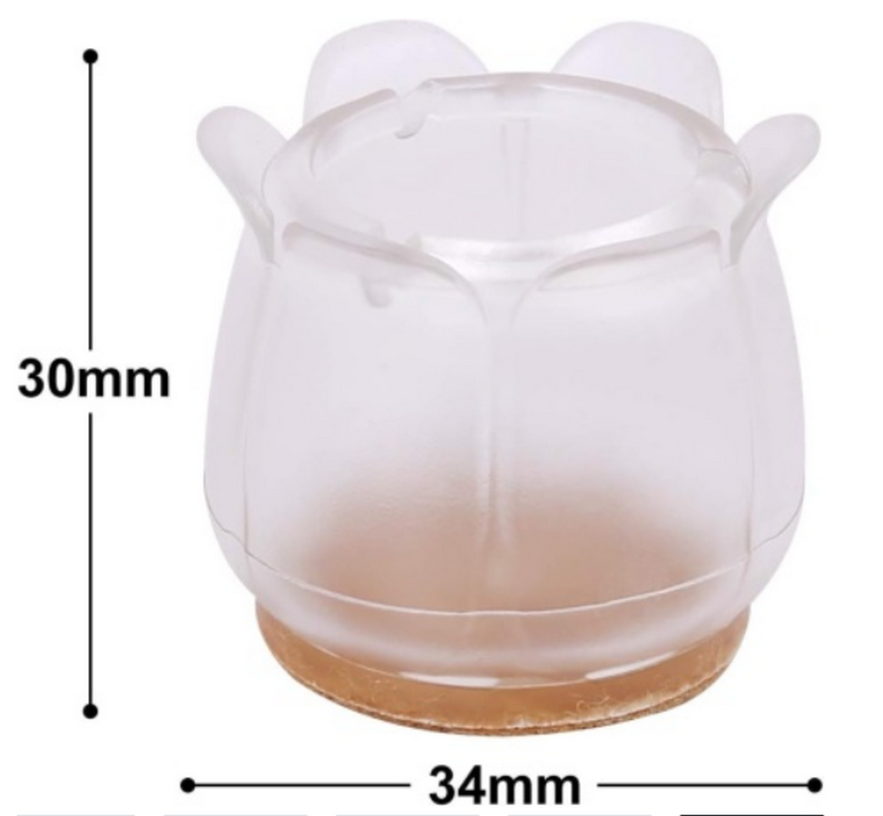 Set 16 Protecții Picioare Mobilier Ezprotekt, Silicon și Fetru, 3 × 3,4 cm, Transparent și Maro – Pentru Podele Protejate și Mișcare Silențioasă [5]