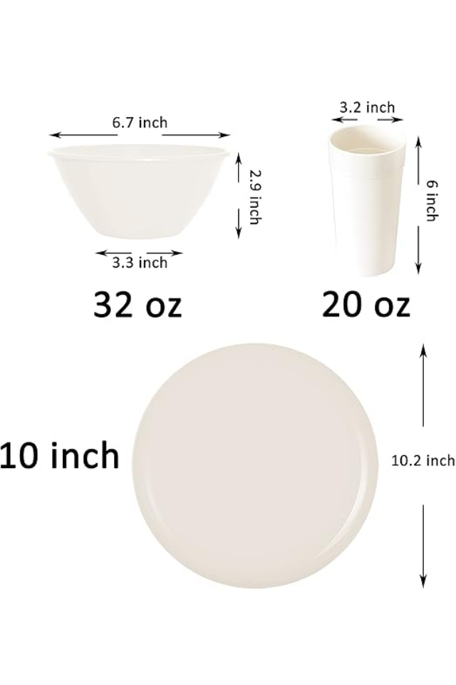 Set 18 piese de veselă din plastic Youngever, culoare crem [2]