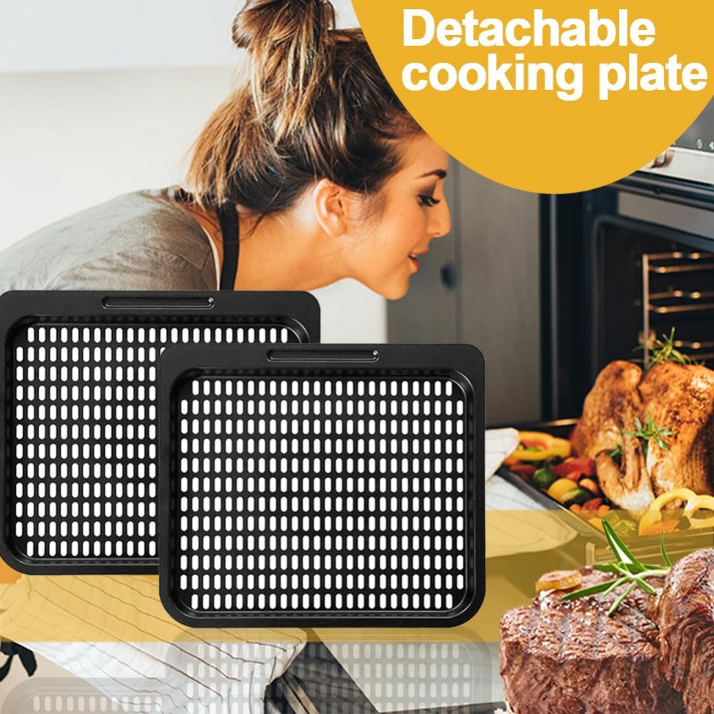 Set 2 accesorii pentru friteuza cu aer cald, dreptunghiular , Otel carbon, 26x23 cm, Negru [4]