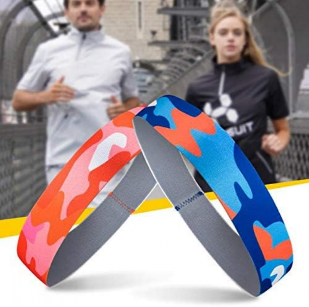 Set 2 Benzi elastice pentru par, sport, pentru femei si barbati, ideala pentru yoga, alergare si antrenamente in aer liber, 3.5 cm latime, multicolor [2]