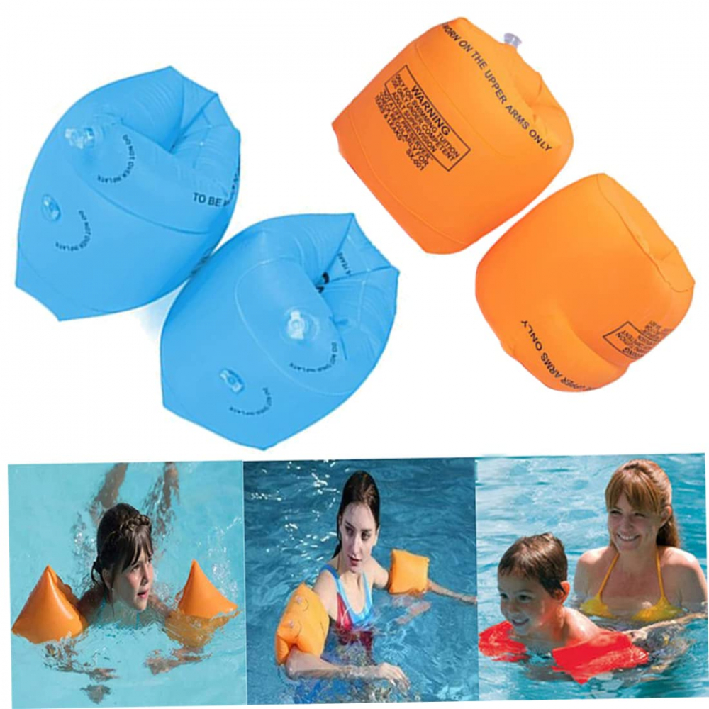 Set 2 Bratari Gonflabile Inot Copii + Ochelari Intot in Etui + Pompa – Armbands Portocaliu si Albastru, Accesorii pentru Piscina si Plaja [2]