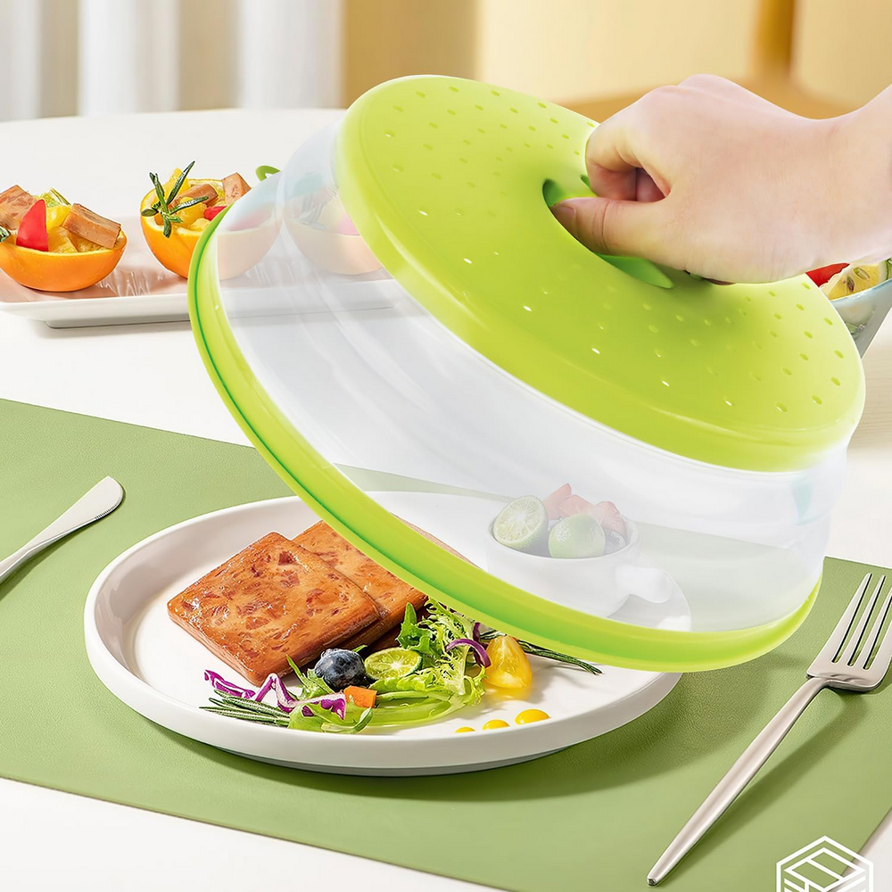 Set 2 Capace pliabile pentru cuptorul cu microunde, 26,5 cm, cu 2 carlige adezive, pentru fructe, legume si incalzire alimente [6]