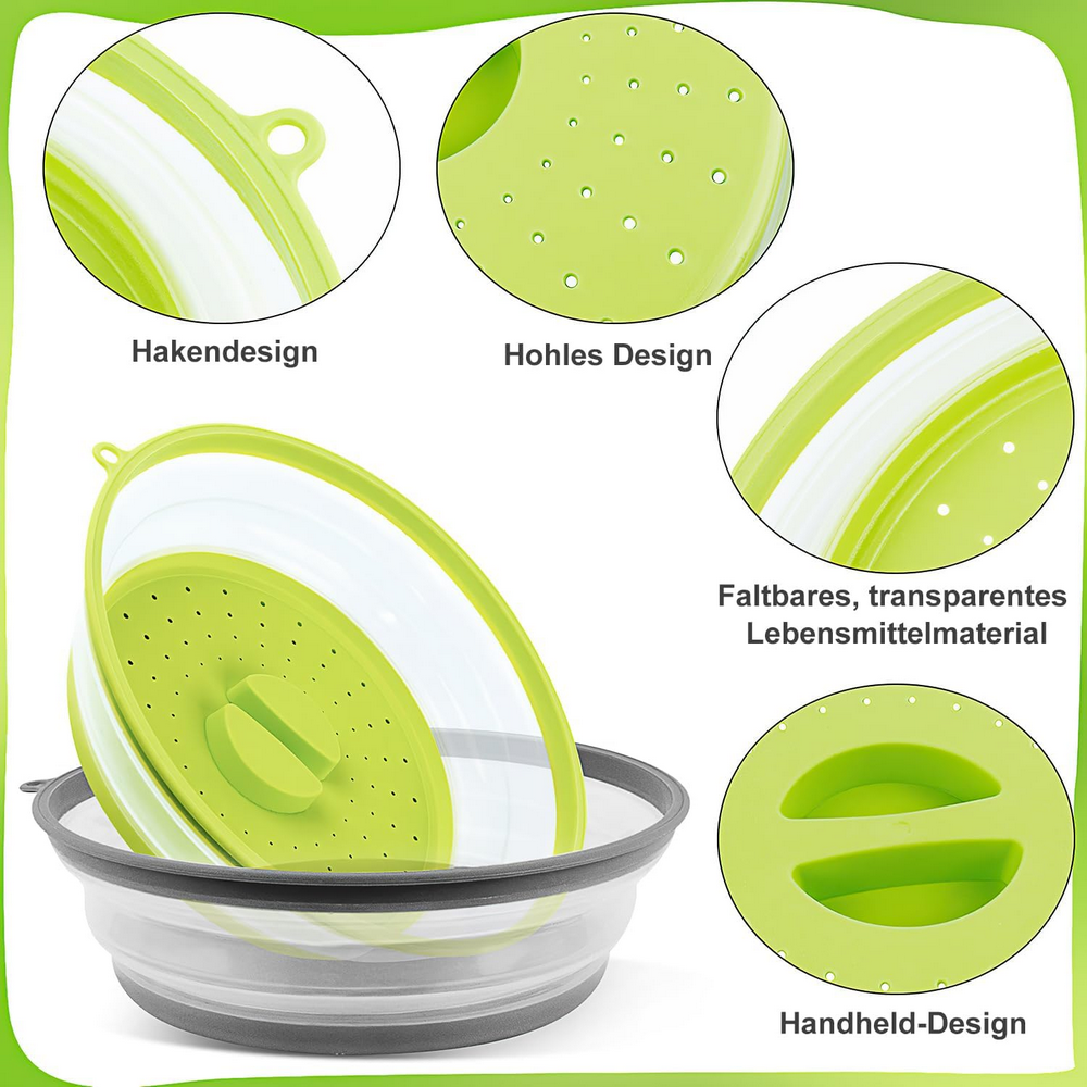 Set 2 Capace pliabile pentru cuptorul cu microunde, 26,5 cm, cu 2 carlige adezive, pentru fructe, legume si incalzire alimente [4]