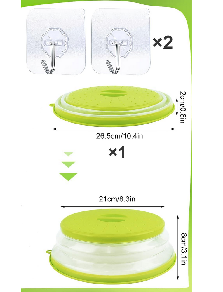 Set 2 Capace pliabile pentru cuptorul cu microunde, 26,5 cm, cu 2 carlige adezive, pentru fructe, legume si incalzire alimente [2]