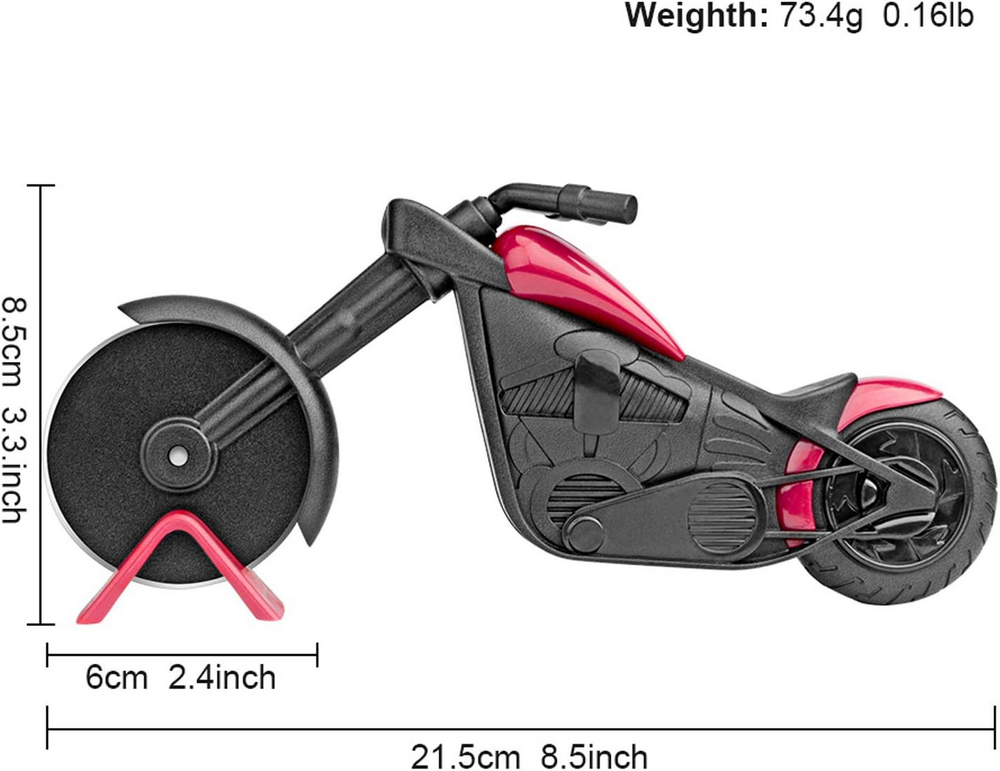 Set 2 Cuttere pentru pizza in forma de motocicleta si bicicleta, din otel inoxidabil si plastic, cu suport, design creativ [7]