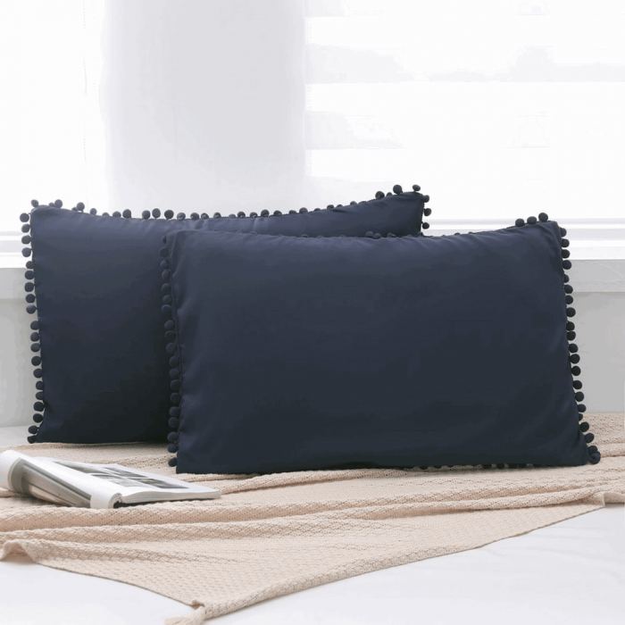 Set 2 fețe de pernă din microfibră cu fermoar ascuns, 40x80 cm, YEPINS Boho, negru [1]