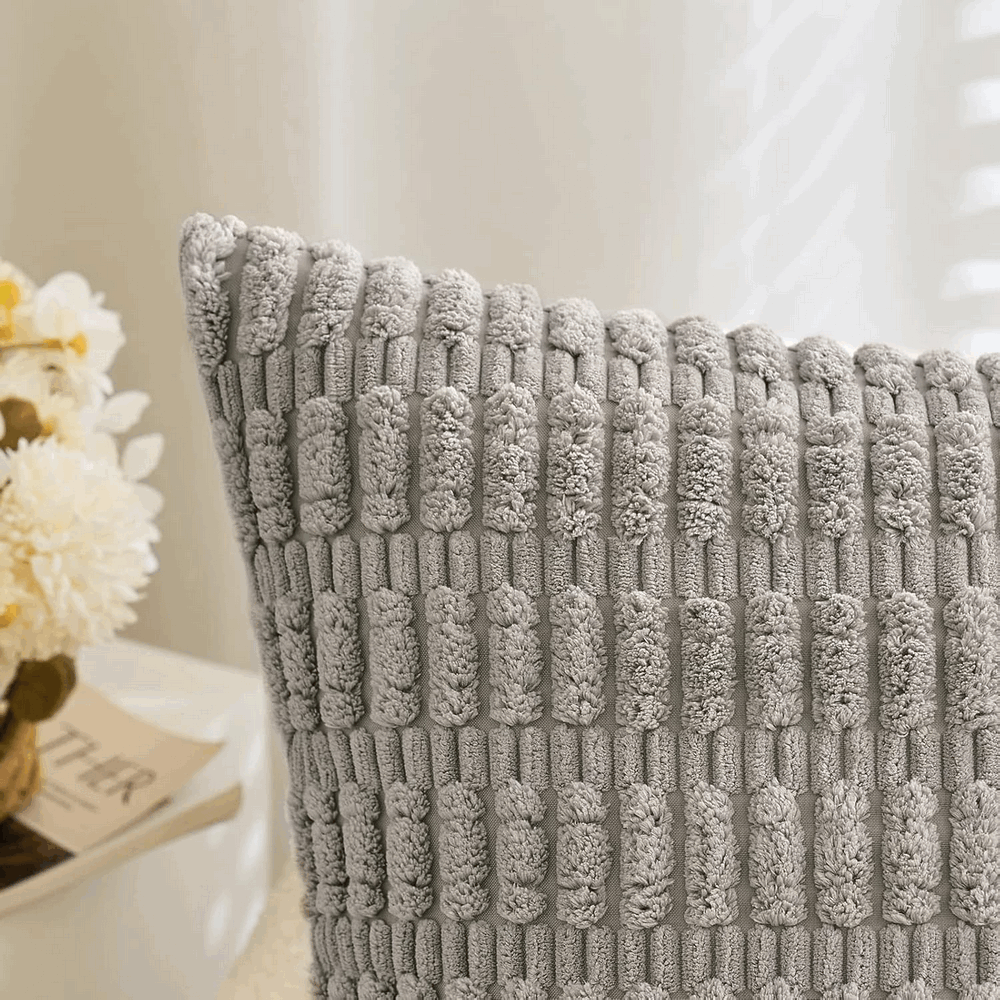 Set 2 fete de perne decorative, Miulee, gri deschis, 40x40 cm, 7CVZ [4]