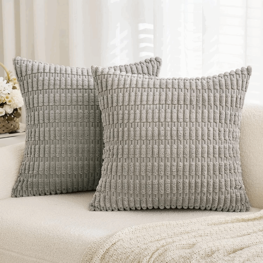 Set 2 fete de perne decorative, Miulee, gri deschis, 50x50 cm, 5OV5 [2]