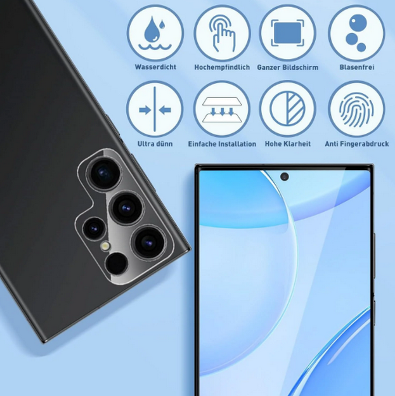 Set 2 Folii din Sticlă Temperată Agedate pentru Samsung Galaxy S24 Ultra, Protecție Ecran și Cameră, Duritate 9H, Anti-Amprente, Instalare Fără Bule, EH2F [3]