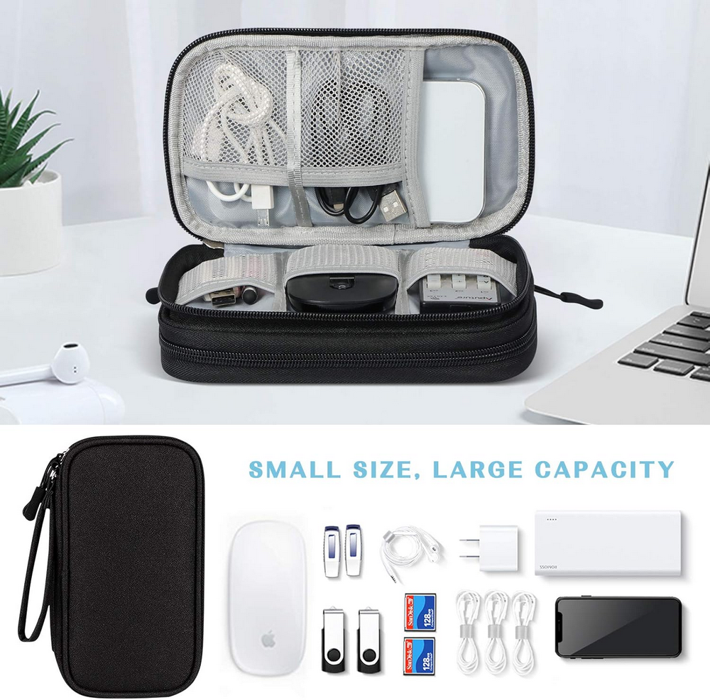Set 2 Genti organizatoare pentru accesorii electronice, 19 x 11 x 5.5 cm, culoare neagra [6]
