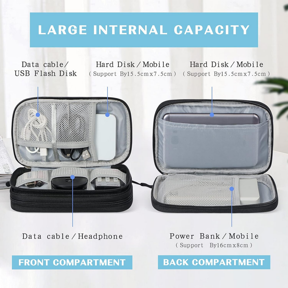 Set 2 Genti organizatoare pentru accesorii electronice, 19 x 11 x 5.5 cm, culoare neagra [3]