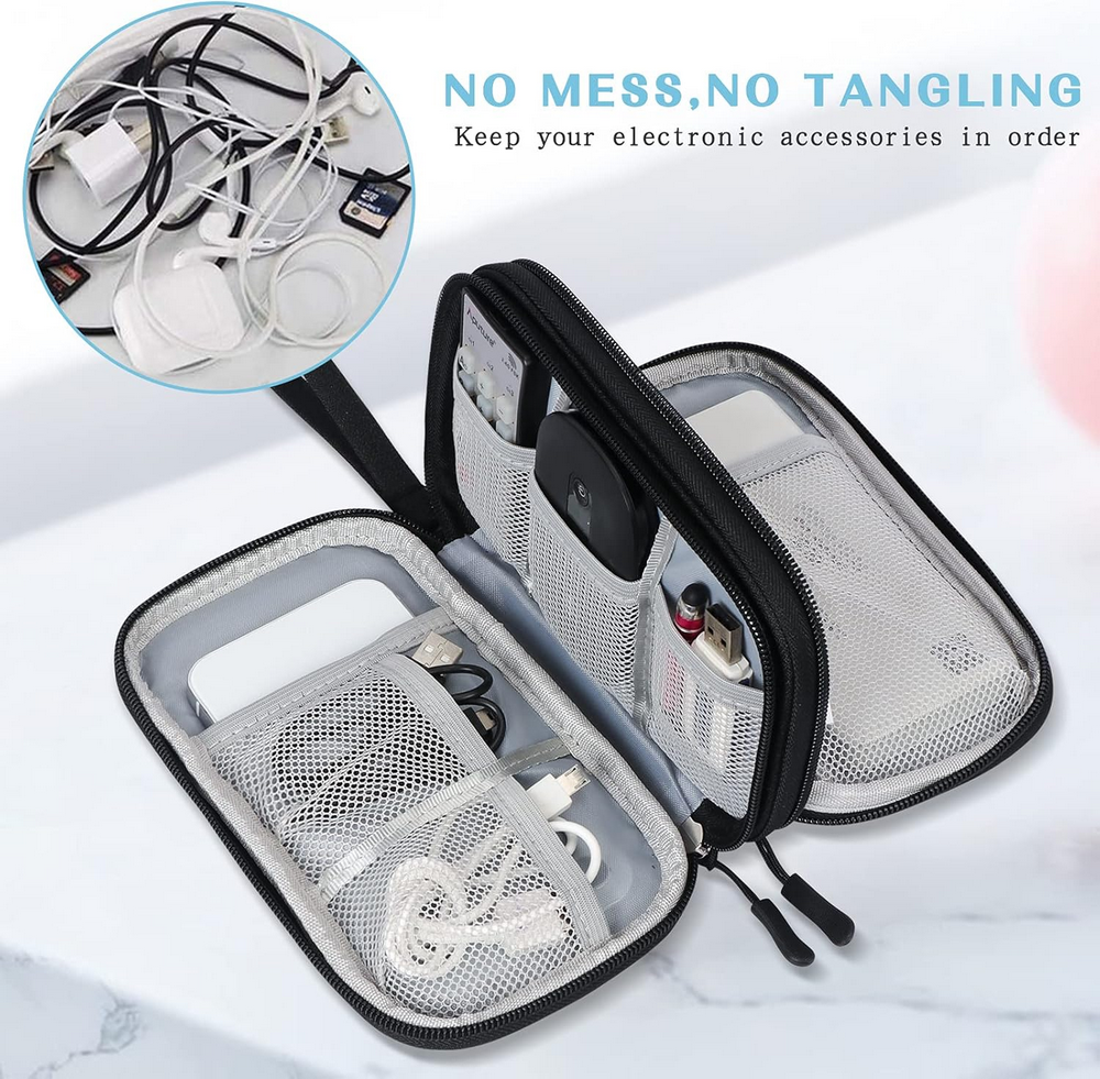 Set 2 Genti organizatoare pentru accesorii electronice, 19 x 11 x 5.5 cm, culoare neagra [5]