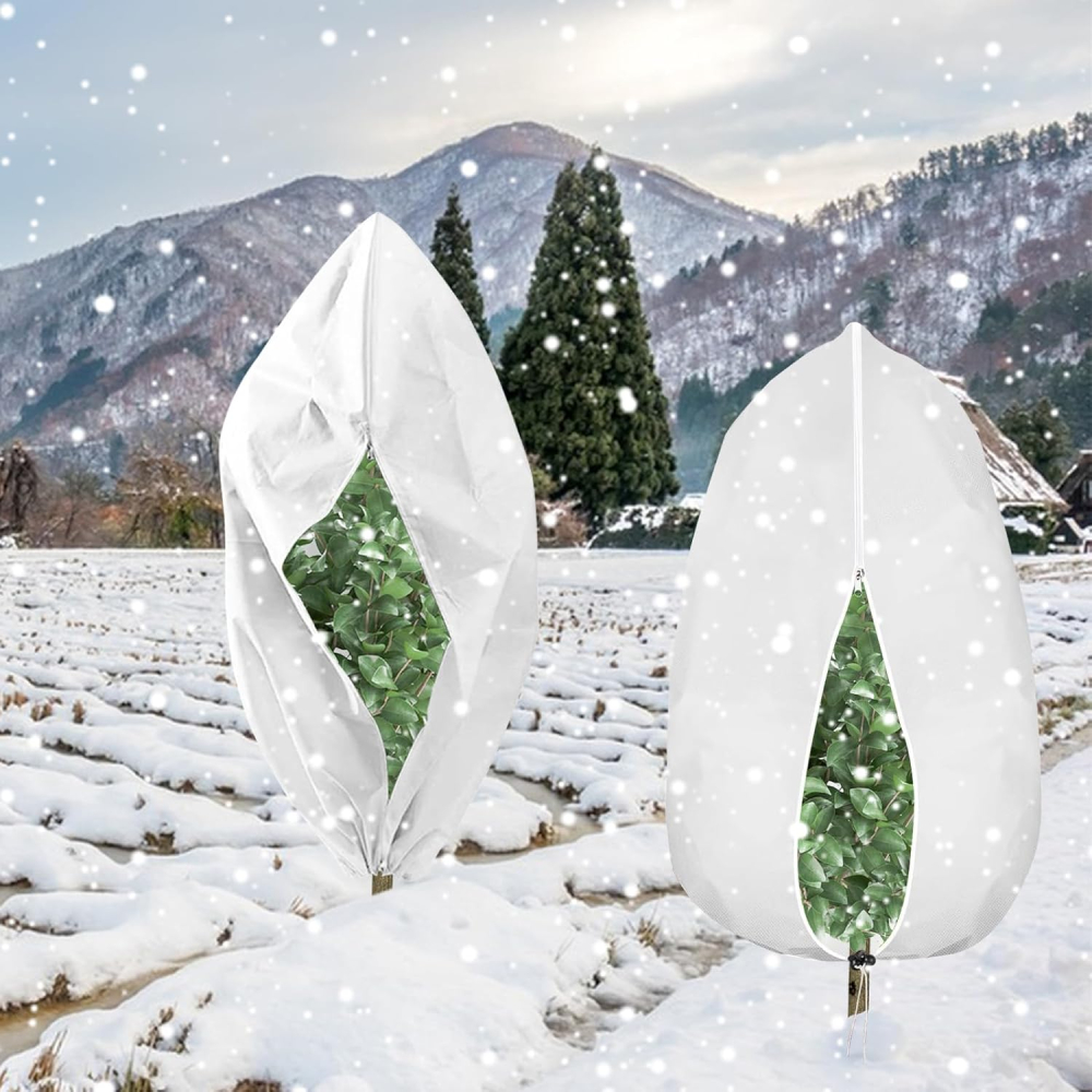 Husa anti inghet 200x120 cm 40g/m2 albe cu fermoar snur si top circular pentru palmieri si maslini [4]