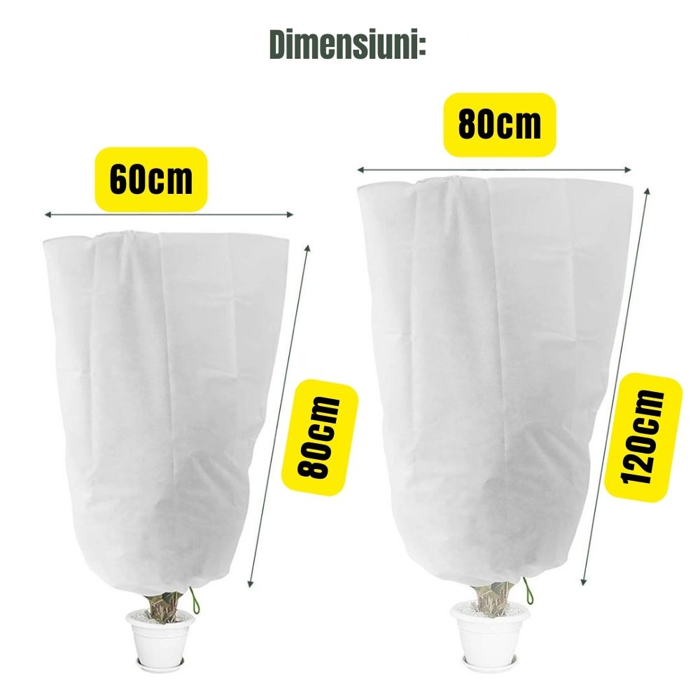 Set 2 Huse Antiinghet Flori, Foarte Usoare, Marimi Diferite, 120x80cm & 80x60cm, 30g/m², Ideale pentru flori fragile, Material respirabil, Alb [2]