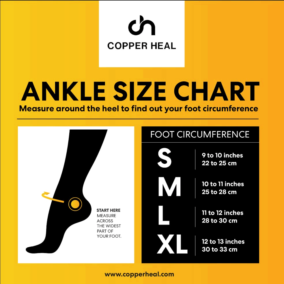 Set 2 manșoane pentru glezne cu cupru pentru ameliorarea durerii, Copper Heal, negru, marime M [2]