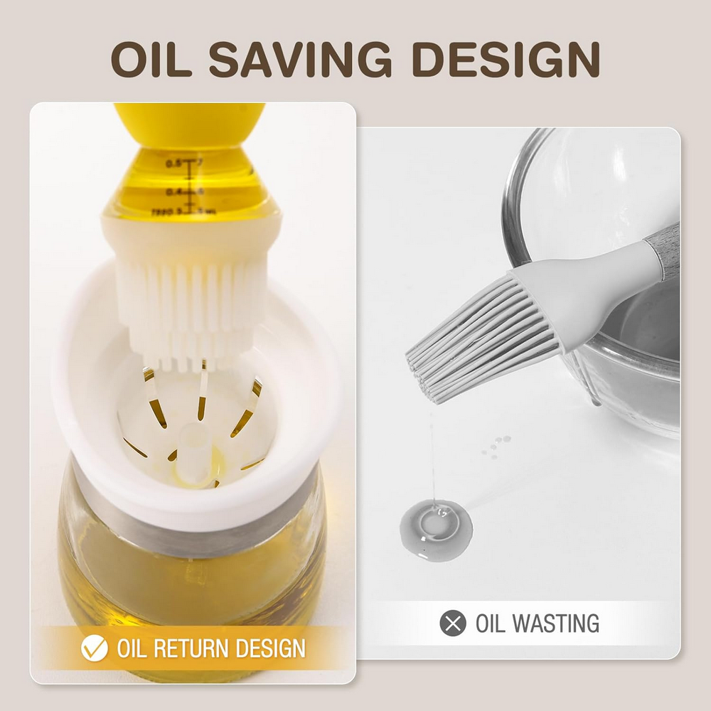 Set 2 Oliviere din Sticla de 110ml cu Perie Dozatoare Gradata de 5ml din Silicon, Pentru Uleiuri/Sosuri/Otet, Vucchini [4]