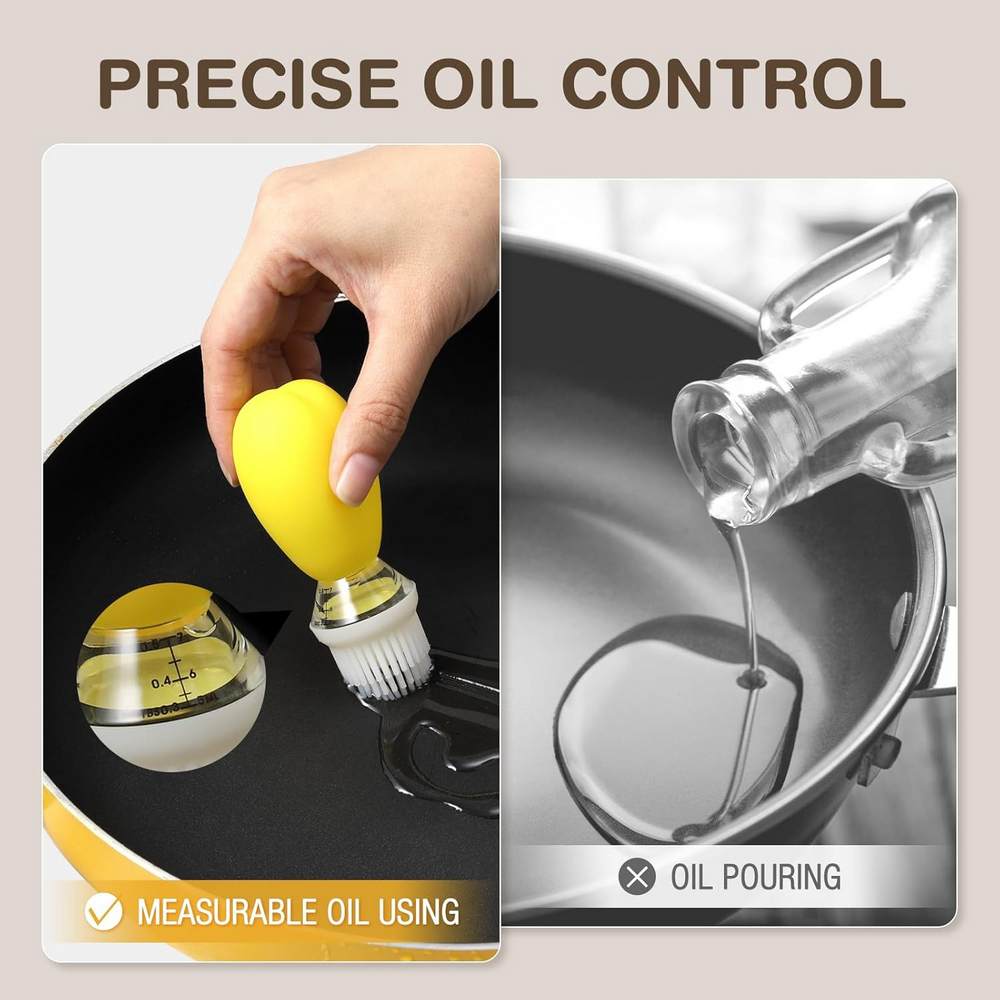 Set 2 Oliviere din Sticla de 110ml cu Perie Dozatoare Gradata de 5ml din Silicon, Pentru Uleiuri/Sosuri/Otet, Vucchini [5]