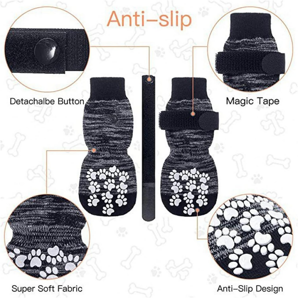 Set 2 Perechi de Sosete Antiderapante pentru Caini si Pisici, Protectie, Confort si Aderenta pentru Interior, maro [4]