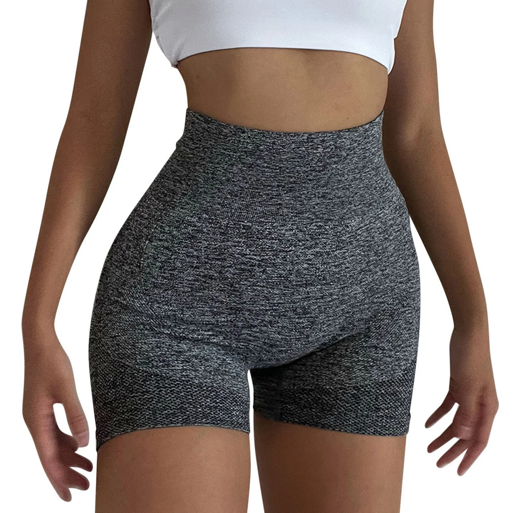 Set 2 Perechi Pantaloni Scurți Sport pentru Femei, Talia Înaltă, Fără Cusături, Model Scrunch, Ideali pentru Yoga, Sală și Fitness, negru/gri, marime M [3]