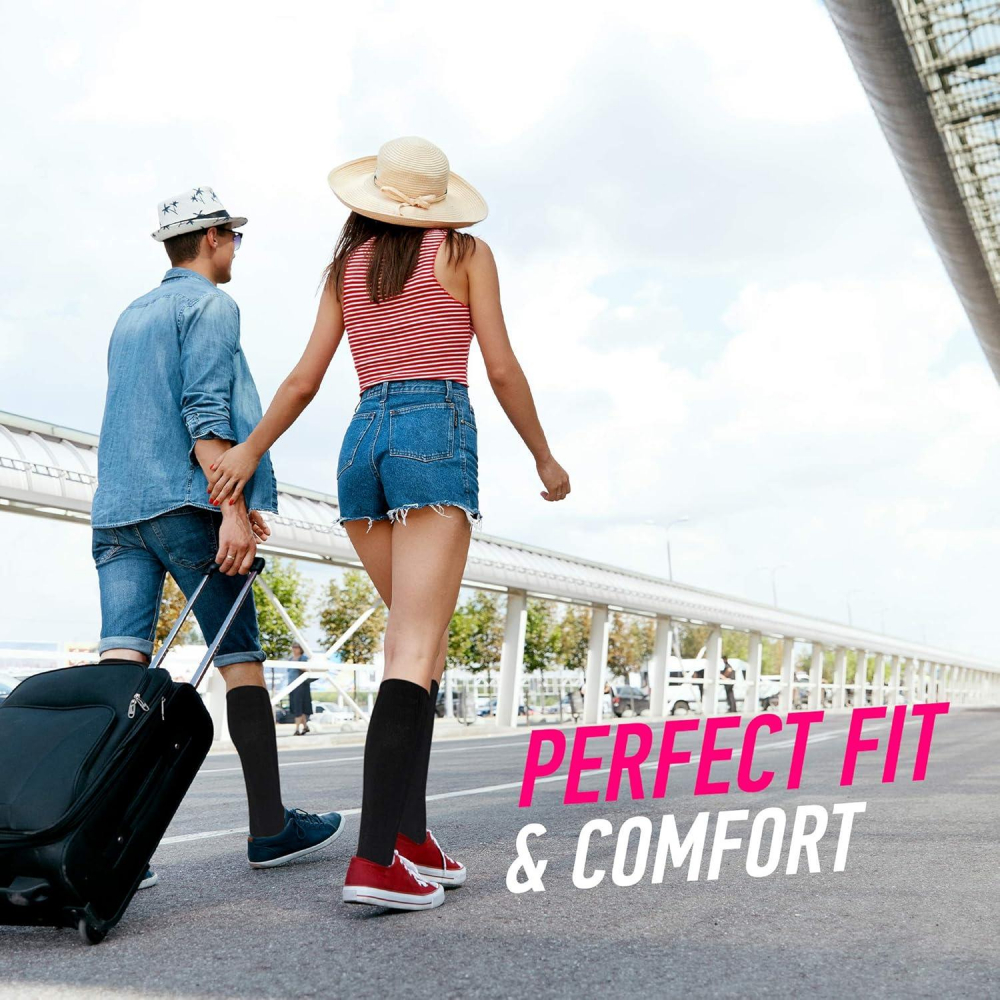 Set 2 Perechi Șosete Compresive Premium CFA V1, Negru/Albastru, Mărime S (EU 35–38), Unisex, Ideale pentru Sport, Călătorii, Muncă [5]