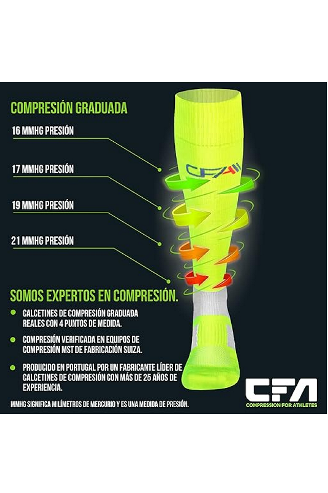 Set 2 perechi Sosete de Compresie, CFA, pentru Femei si Barbati, pentru Sport, Recuperare sau Calatorii, pentru o Circulatie Sanguina Mai Buna, verde neon, Marimea 35-38 [5]