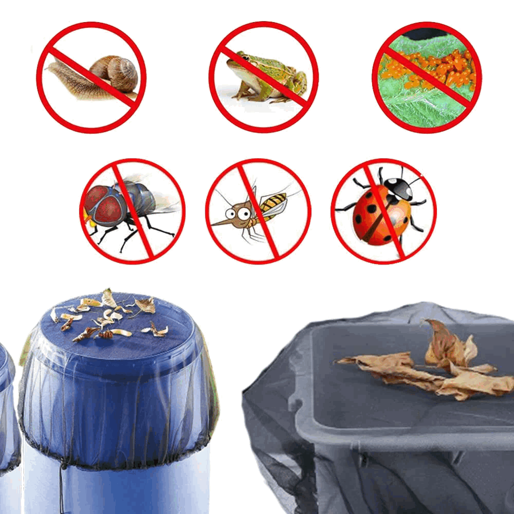 Set 2 plase de protectie pentru butoi, impotriva tantarilor/frunzelor, Poliester, 95 cm, negru [3]
