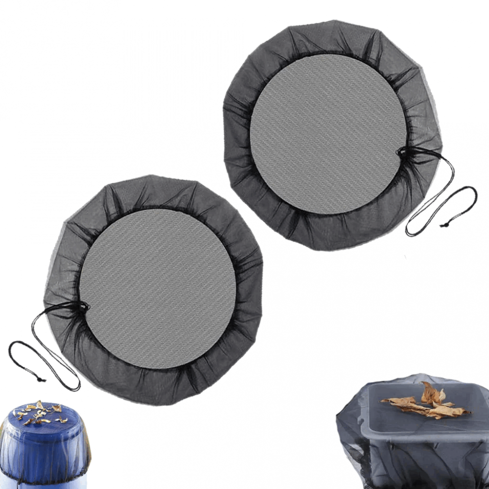 Set 2 plase de protectie pentru butoi, impotriva tantarilor/frunzelor, Poliester, 95 cm, negru [7]