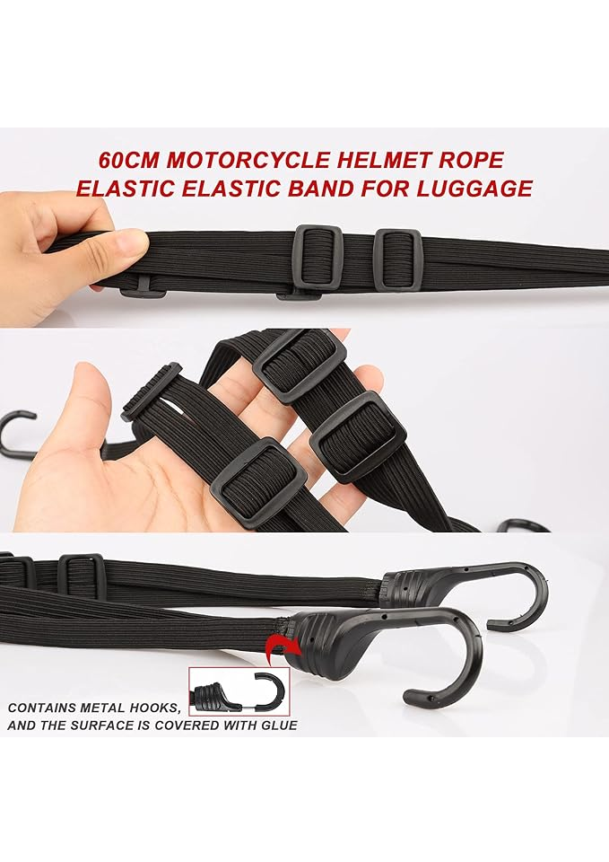 Set 2 plase si 2 benzi elastice pentru casca/bagaje de prins pe motocicleta, universala Yisscen - MG1X [4]