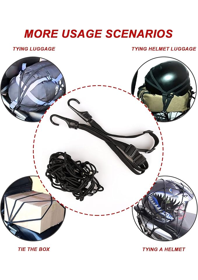 Set 2 plase si 2 benzi elastice pentru casca/bagaje de prins pe motocicleta, universala Yisscen - MG1X [5]