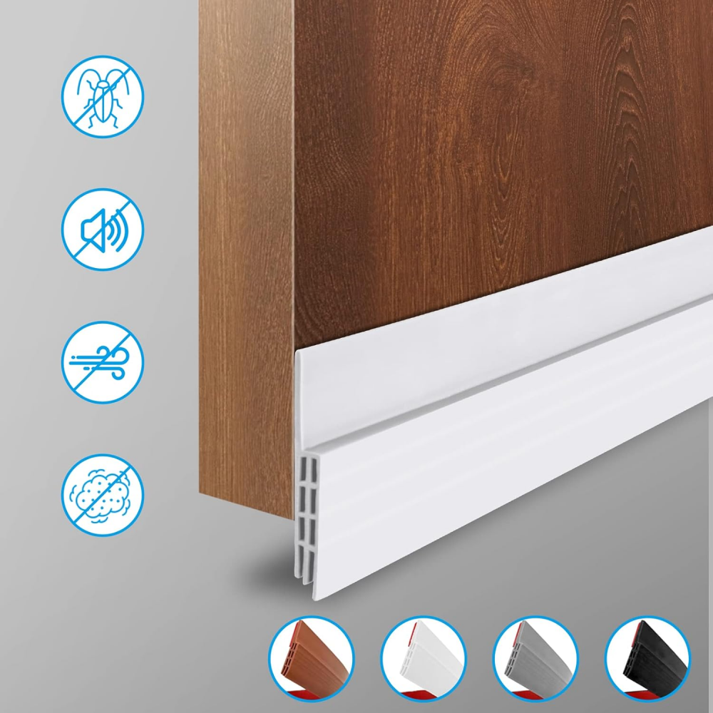 Set 2 Profile Etansare Anti-Curent Premium pentru Usi, Banda de Silicon cu Aderenta Puternica, Izolare Termica si Fonica, Instalare Rapida, 5X100cm, Alb [8]