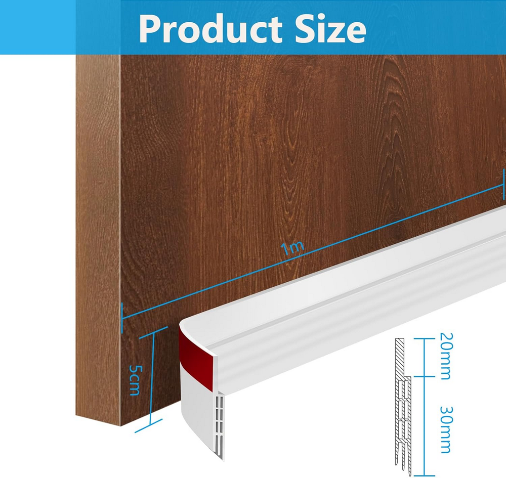 Set 2 Profile Etansare Anti-Curent Premium pentru Usi, Banda de Silicon cu Aderenta Puternica, Izolare Termica si Fonica, Instalare Rapida, 5X100cm, Alb [3]