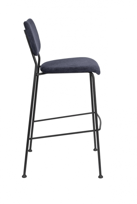 Set 2 Scaune de bar, Zuiver Benson, 75 cm, catifea si metal, albastru închis [6]
