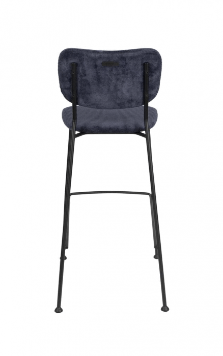 Set 2 Scaune de bar, Zuiver Benson, 75 cm, catifea si metal, albastru închis [5]