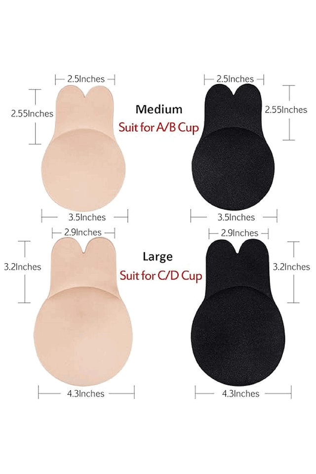 Set 2 Sutiene invizibile, pernite din silicon cu efect de push up, Milaloko, negru/bej [4]