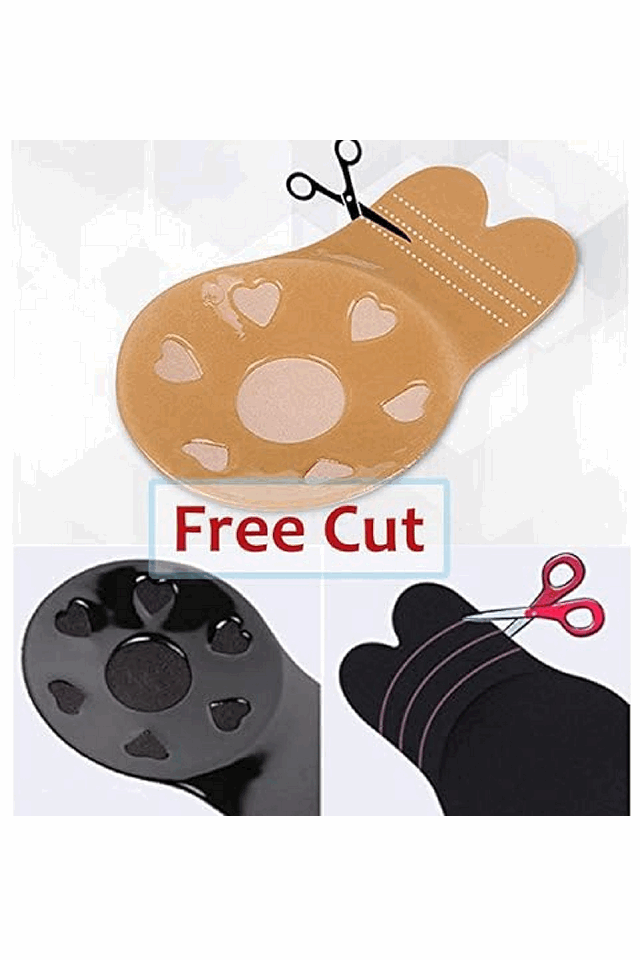 Set 2 Sutiene invizibile, pernite din silicon cu efect de push up, Milaloko, negru/bej [3]
