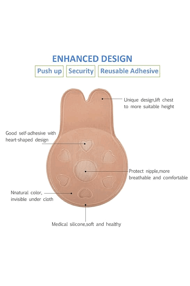 Set 2 Sutiene invizibile, pernite din silicon cu efect de push up, Milaloko, negru/bej [2]