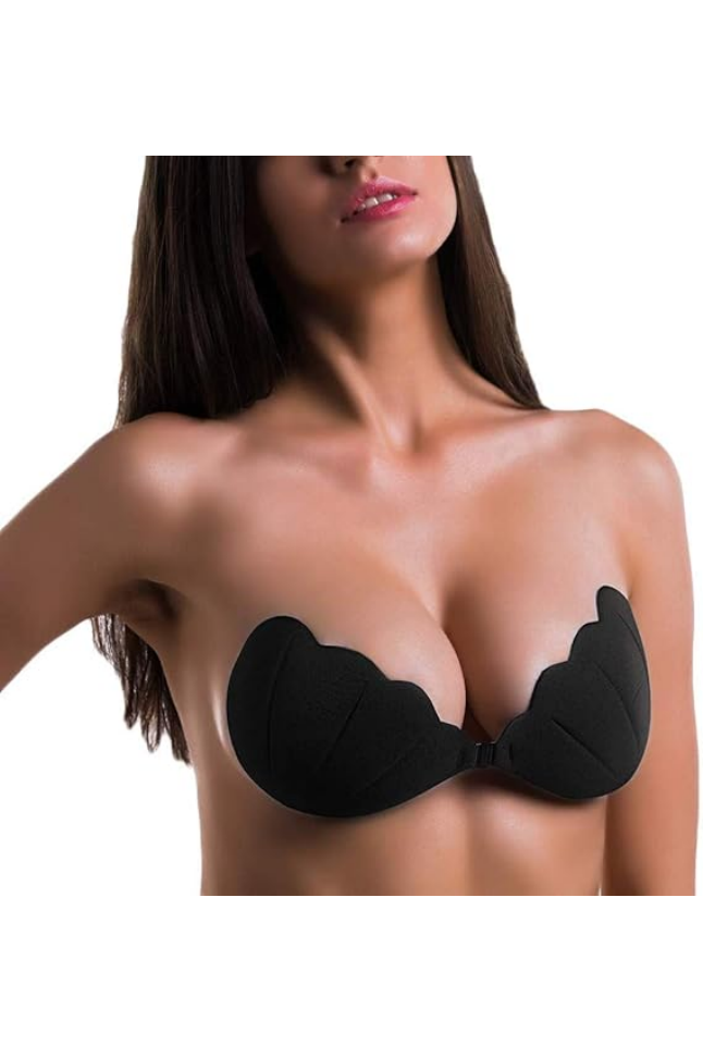 Set 2 Sutiene invizibile reutilizabile din silicon pentru femei, negru si bej,  MILALOKO [2]