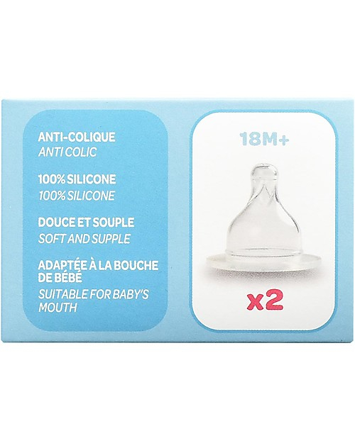Set 2 Tetine gat lat, anticolici, silicon - de la 18 Luni [3]