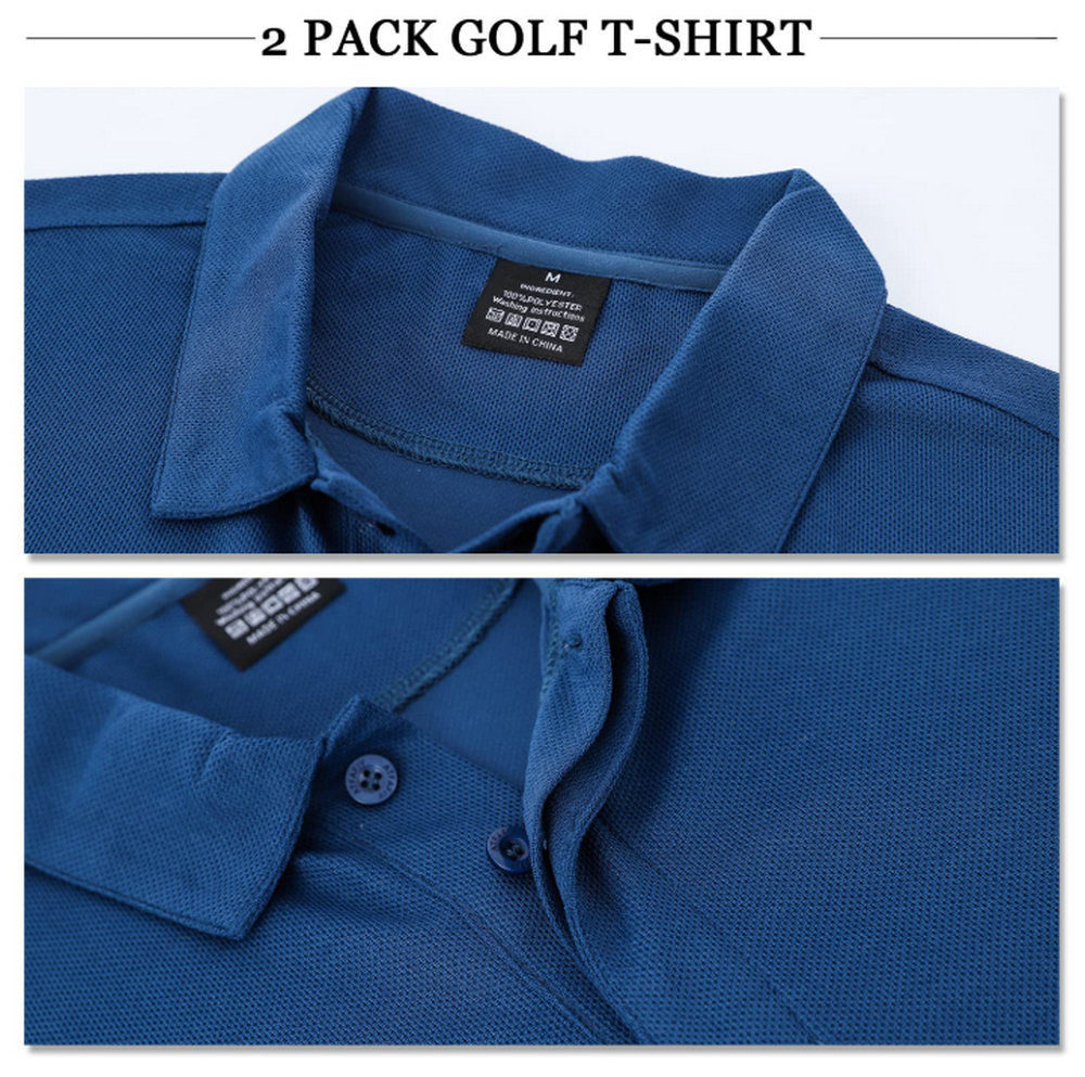 Set 2 tricouri polo barbatesti cu maneca lunga, Slim Fit, pentru sport si activitati zilnice, ZENGVEE, bleumarin/alb, marime XL [4]