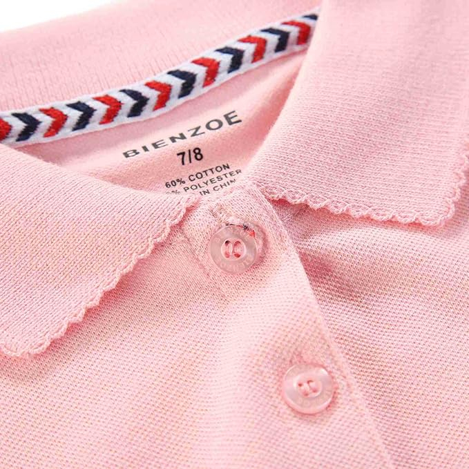 Set 2 Tricouri Polo Fete, Bienzoe, Roz si violet, Material Respirabil, 60% Bumbac, 40% Poliester [5]