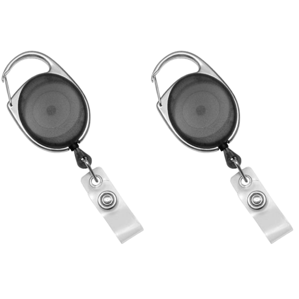Set 2 x Snur Retractabil pentru Ecusoane, 60 cm, tip YoYo cu 2 Suporturi pentru Ecusoane Verticale, Clema si Carabina [3]
