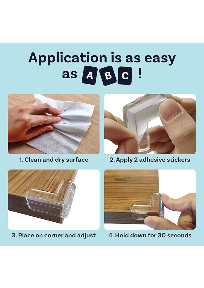 Set 20 Bucăți Protectoare Colțuri Mobilă, Bumpere de Siguranță pentru Copii, Transparente, din PVC de Calitate, Ușor de Aplicat [4]