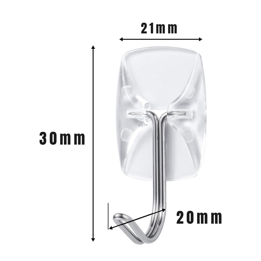 Carlige autoadezive transparente fara gauri in pereti set 20 cu benzi adezive pentru organizare [3]