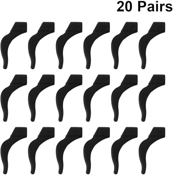 Set 20 Perechi, Suport Ureche din Silicon pentru Ochelari de Vedere și Soare, iPlusmile, Antiderapante, Negru [3]