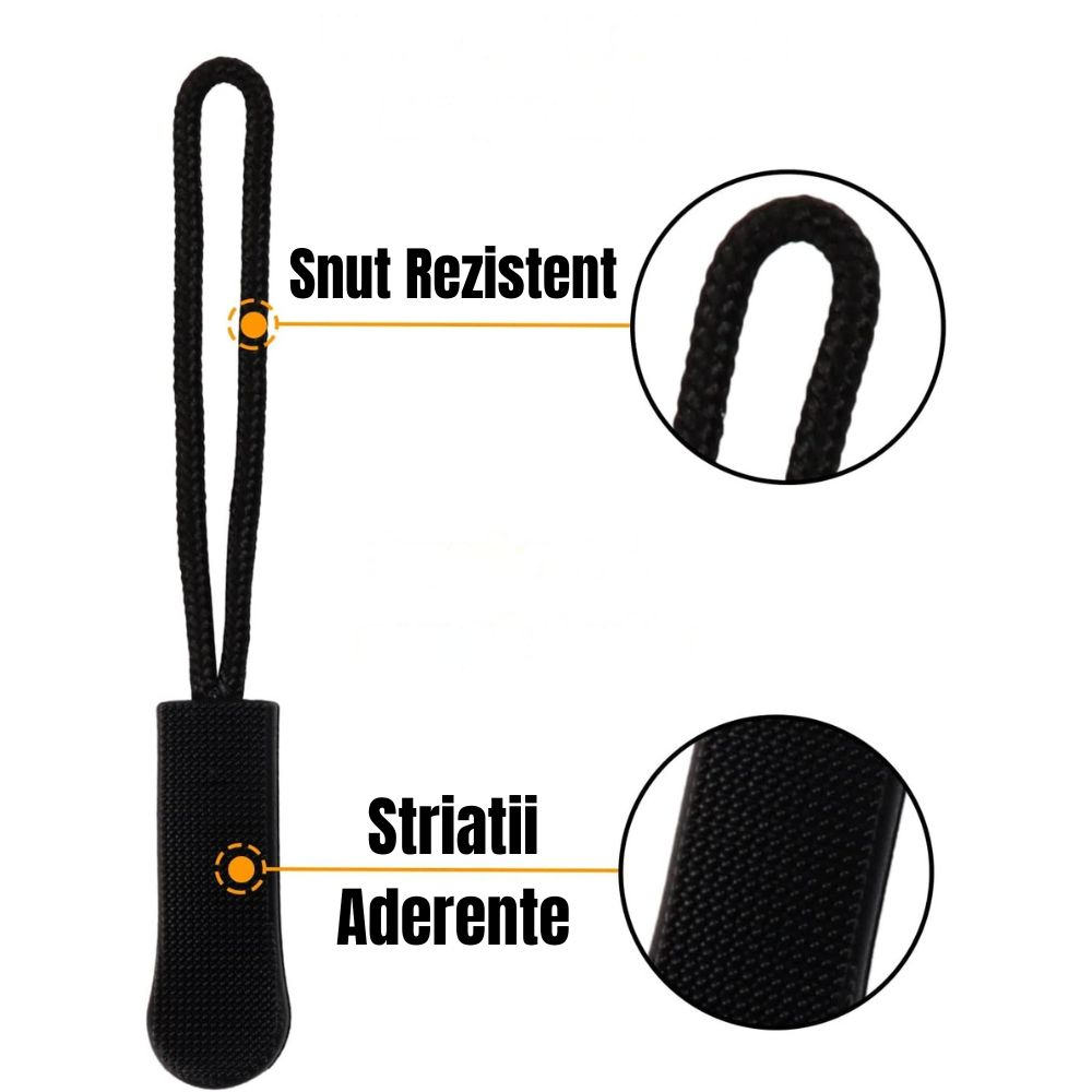 Set 22 Tragatoare Fermoar Durabile pentru Genti, Rucsacuri, Geci, Valize si Bocanci, 5 Stiluri, Negru [4]